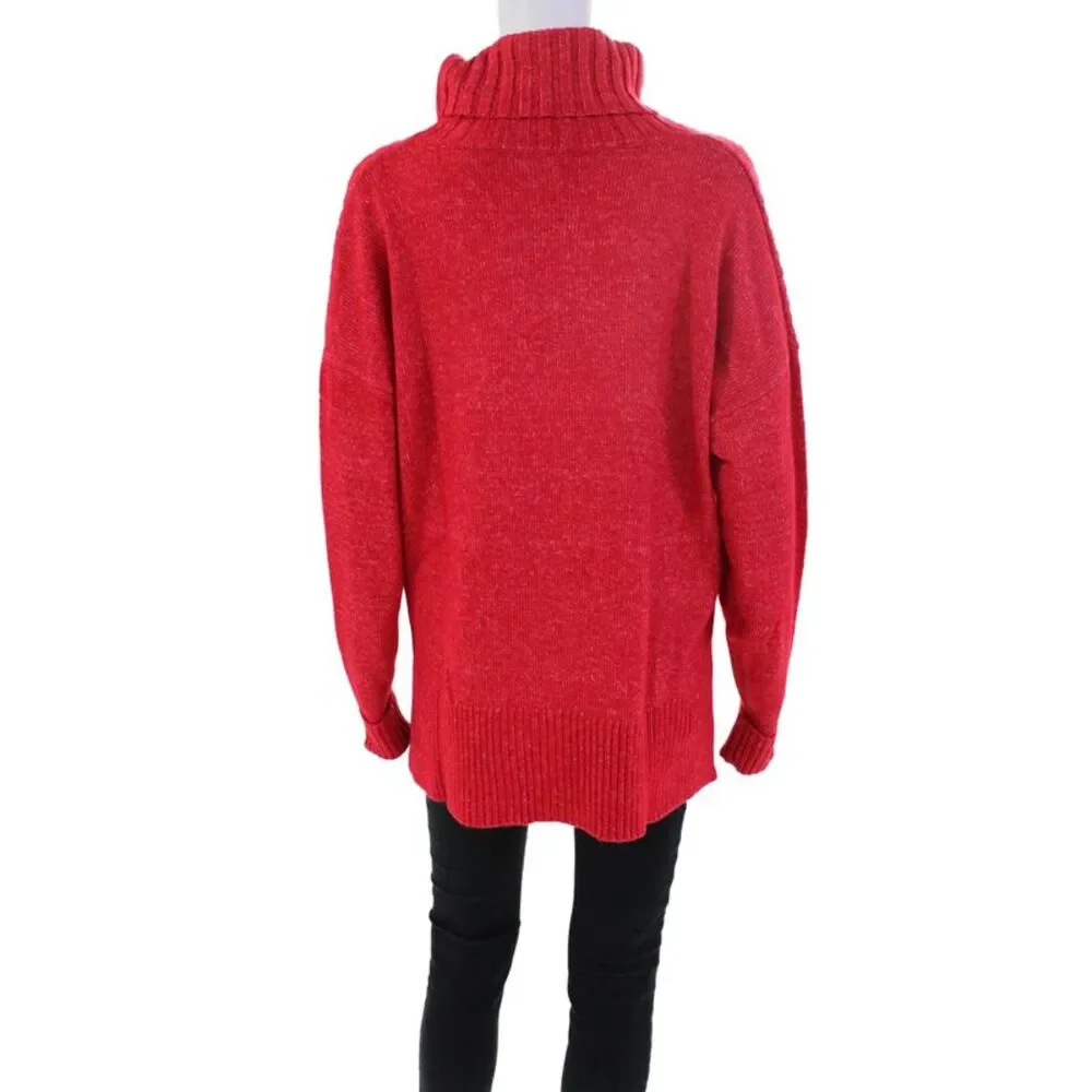 Renuar Womens Turtleneck Long Sleeve Pullover Sweater Top Berry Size L